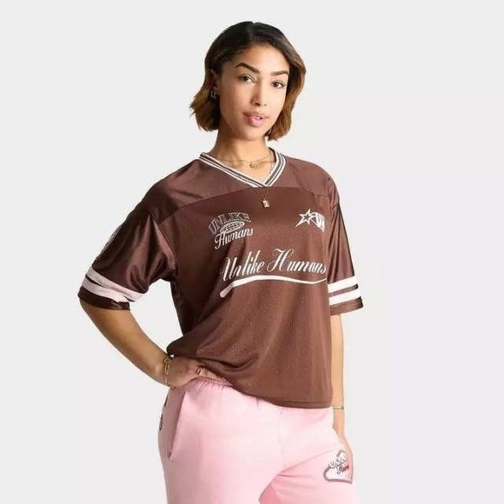 Unlike‎ Humans Women League Jersey Brown Pink Mesh Graphic UHW10558 XS